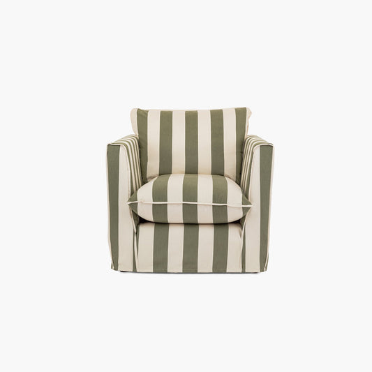 Cocobella Armchair in Spring Green Stripe - Hand Made in USA
