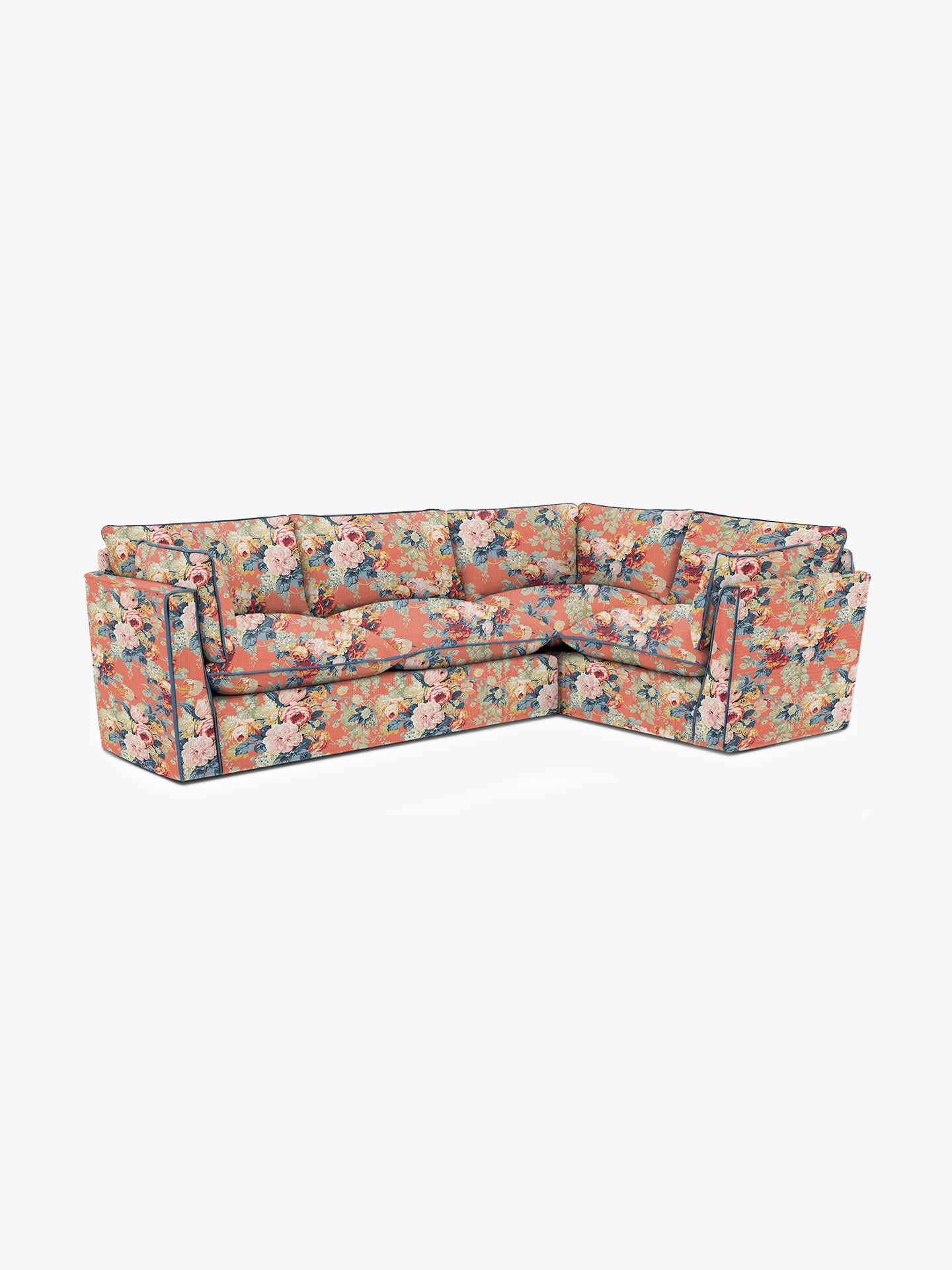 Cocobella LH x seater sofa in English Garden Coral Orange with