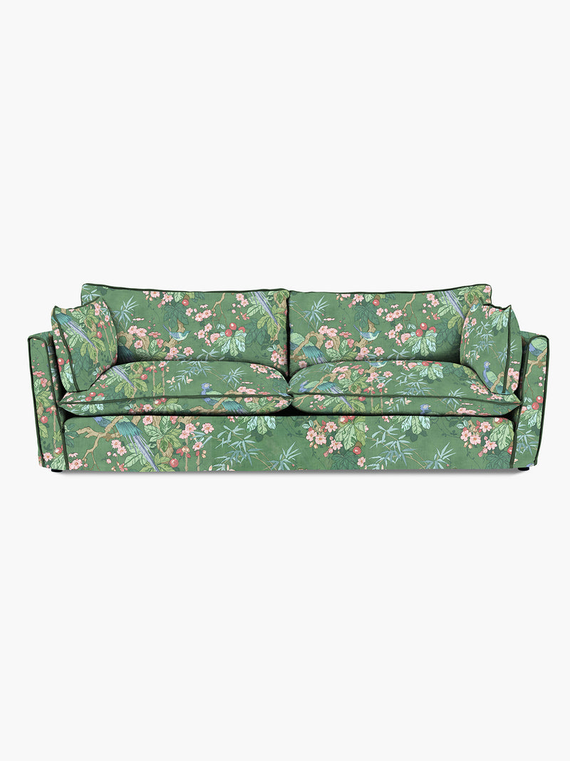 Cocobella 3.5 Seater Sofa in Belleville Juniper with Pine Velvet Trim - Hand Made in USA