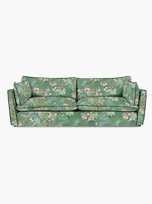 Cocobella 3.5 Seater Sofa in Belleville Juniper with Pine Velvet Trim - Hand Made in USA