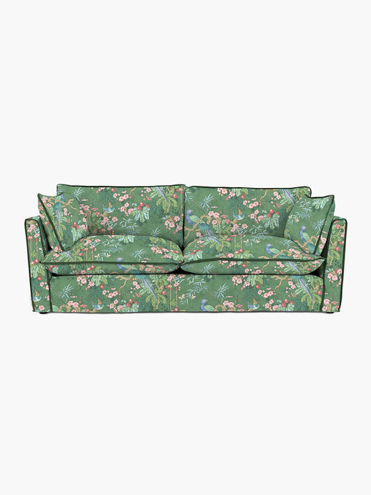 Cocobella 3 Seater Sofa in Belleville Juniper with Pine Velvet Trim - Hand Made in USA