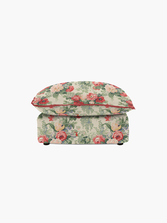 Cocobella Footstool in English Garden Classic Rose with Rosewood Velvet Trim - Hand Made in USA