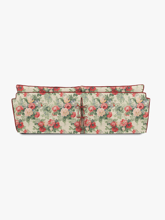 Cocobella 3.5 Seater Sofa in English Garden Classic Rose with Rosewood Velvet Trim - Hand Made in USA