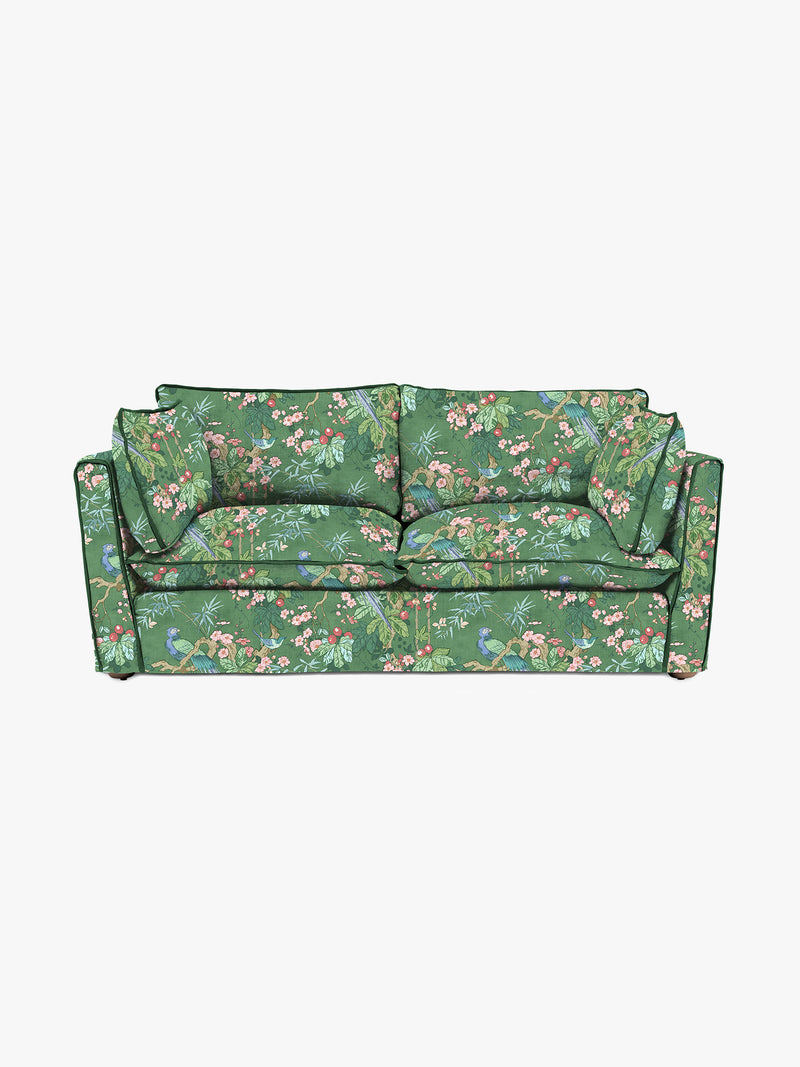 Cocobella 2.5 Seater Sofa in Belleville Juniper with Pine Velvet Trim - Hand Made in USA