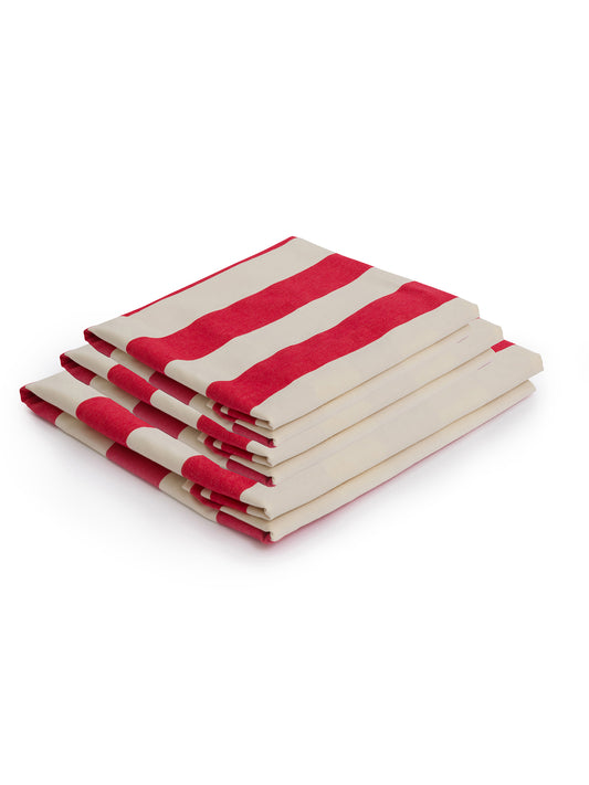 Cocobella 3 x 3 Seater Sofa Slip Cover in Petunia Red Stripe - Hand Made in USA