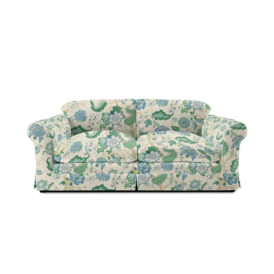 Barton Large Sofa with Big Back Cushions in Kitty Blue Green - Hand Made in USA