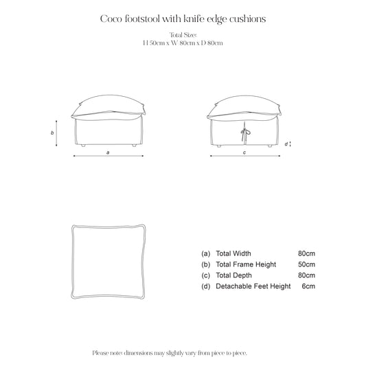 Coco Footstool with Self Piped Knife Edge cushion in Customers Own Material (excl. Fabric)  - Hand Made in USA