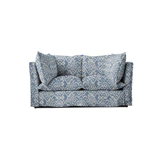 Coco 2 seater sofa with Knife Edge cushion in Otter Denim - Hand Made in USA