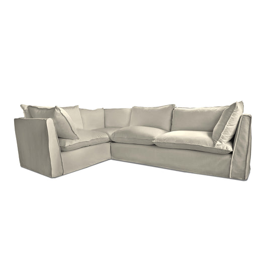 Coco 2 x 3 seater sofa with Knife Edge Cushion in Pearl Grey Linen - Hand Made in USA