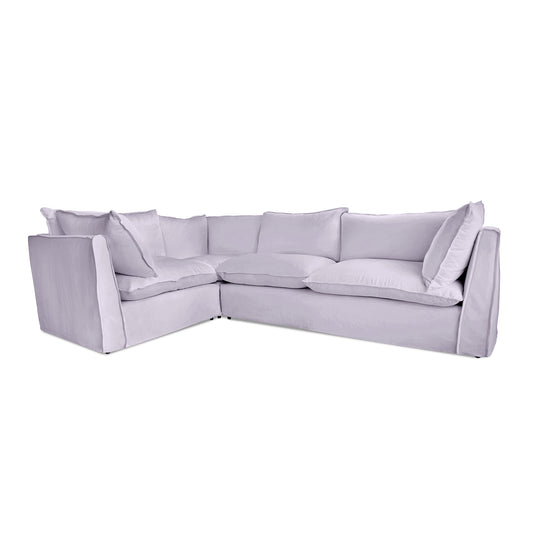 Coco 2 x 3 seater sofa Self Piped Knife Edge cushion in Cotton Linen Sea Salt - Hand Made in USA