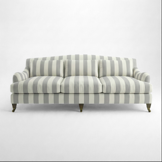 Felix 4 seater sofa in Garden Grey Stripes - Hand Made in USA