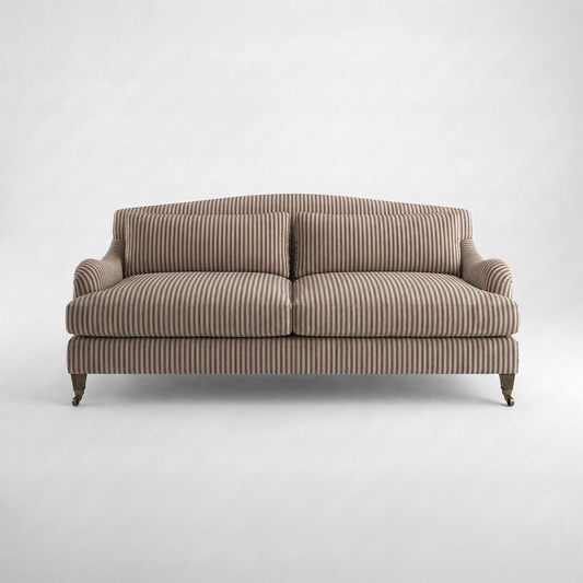 Felix 3 seater sofa in Narrow Chocolate Stripes - Hand Made in USA