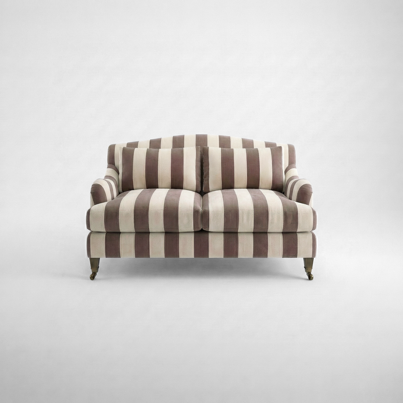 Felix 2 seater sofa in Chocolate Stripes - Hand Made in USA