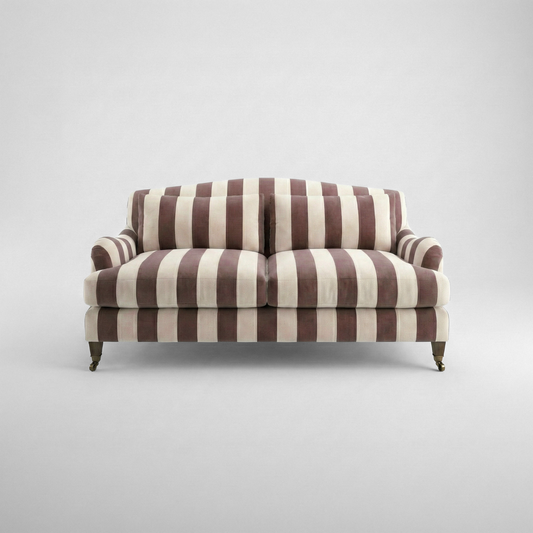 Felix 2.5 seater sofa in Chocolate Stripes - Hand Made in USA