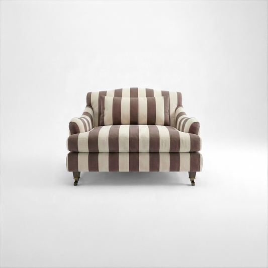 Felix Loveseat in Chocolate Stripes - Hand Made in USA