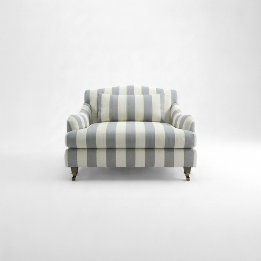 Felix Loveseat in Garden Grey Stripes - Hand Made in USA