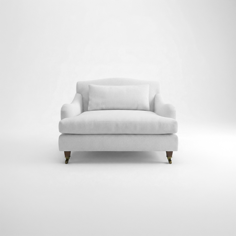 Felix Fixed Cover Loveseat in Cotton Linen Snow Drop - Handmade to Order in the USA