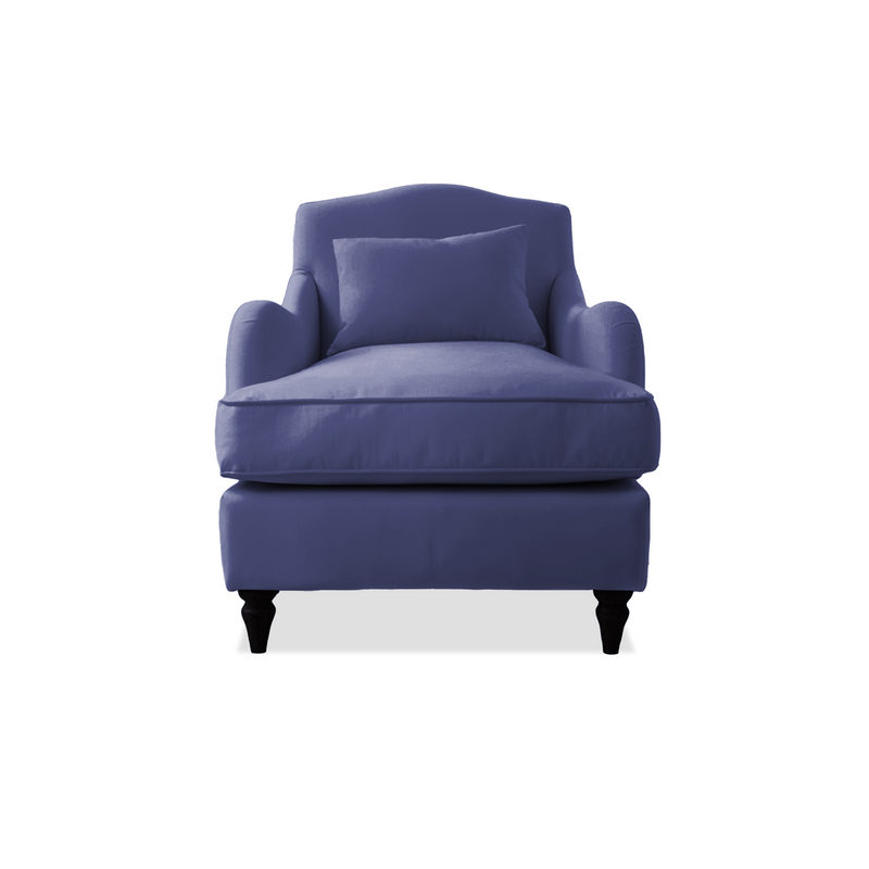 Felix Armchair with Fixed Back in Cotton Linen Inkspot - Hand Made in USA