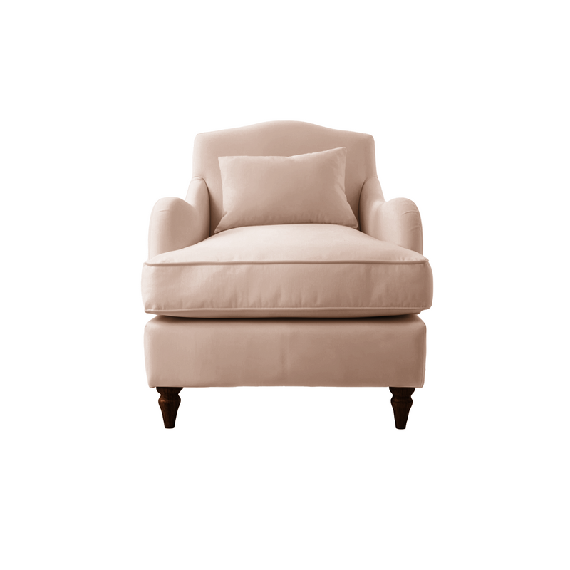 Felix Armchair with Fixed Back in Cotton Linen Rosedale - Hand Made in USA