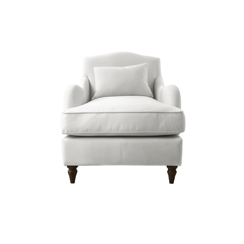 Felix Armchair with Fixed Back in Cotton Linen Cool Coconut - Hand Made in USA