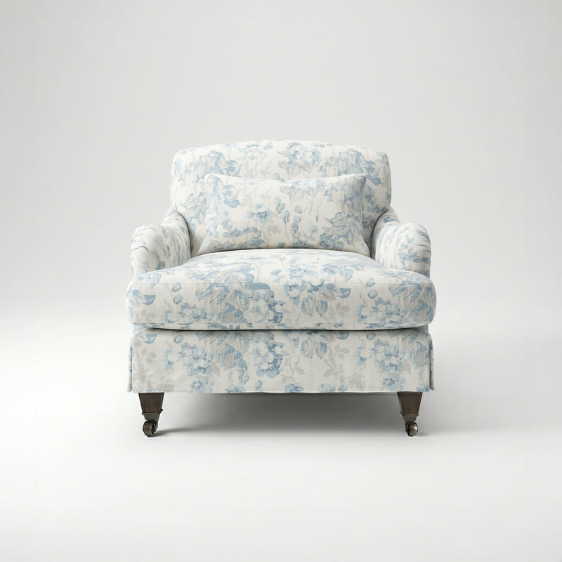 Felix Loose Cover Armchair in Midsummer Faded Blue - Hand Made in USA