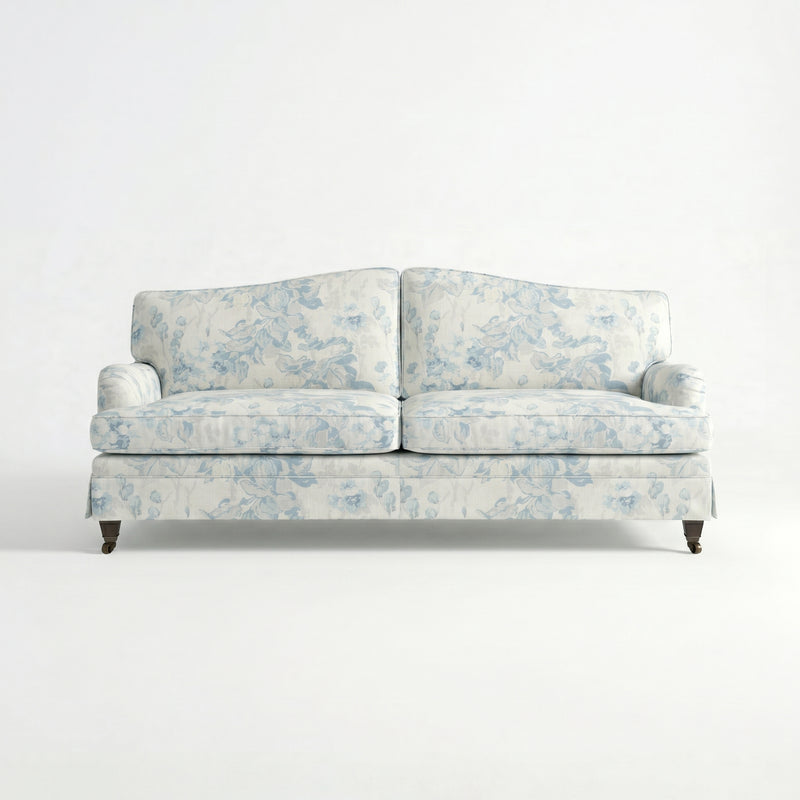 Isobel Loose Cover 3 Seater Sofa in Midsummer Faded Blue - Hand Made in USA