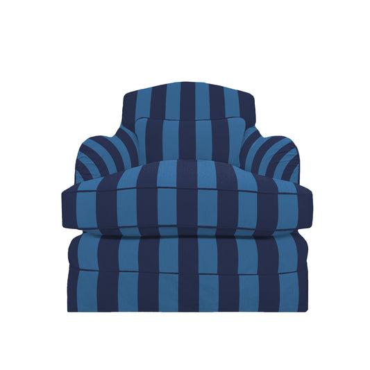 Felix Armchair in Coastal Blue Stripe - Hand Made in USA