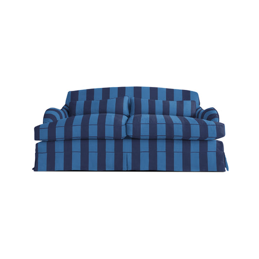 Felix Medium Sofa in Coastal Blue Stripe - Hand Made in USA