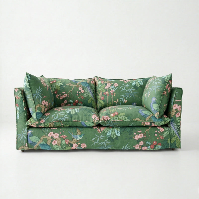 Coco 2.5 seater sofa with Knife Edge cushion in Belleville Juniper - Hand Made in USA