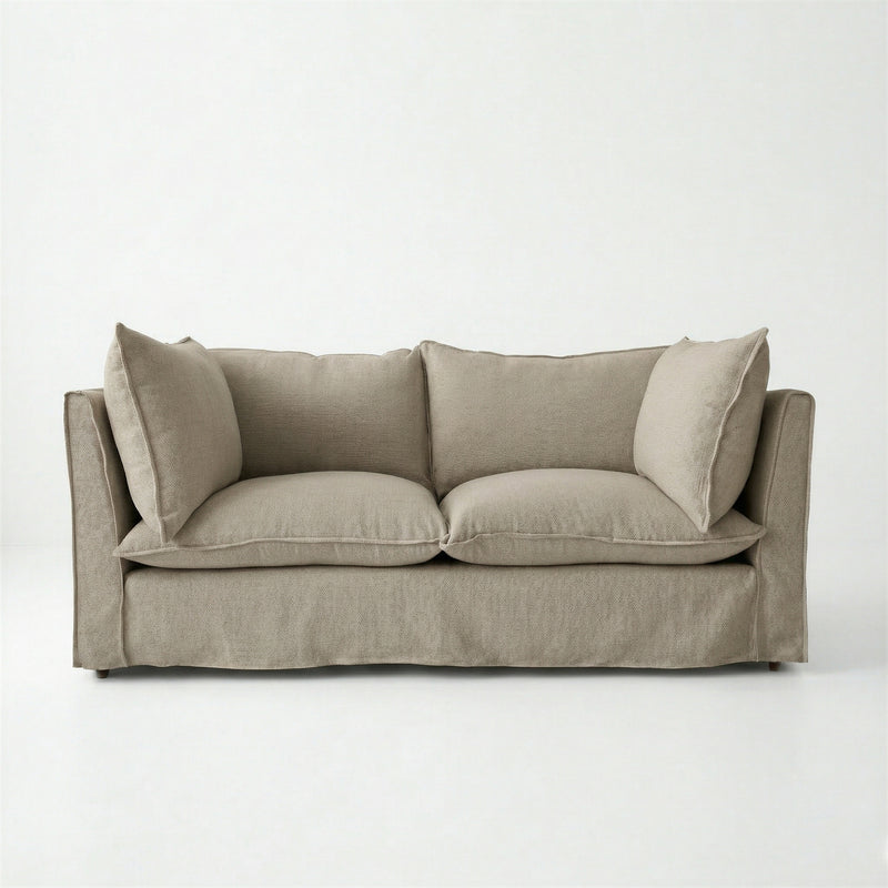 Coco 2.5 seater sofa with Knife Edge cushion in Hemp Linen - Hand Made in USA
