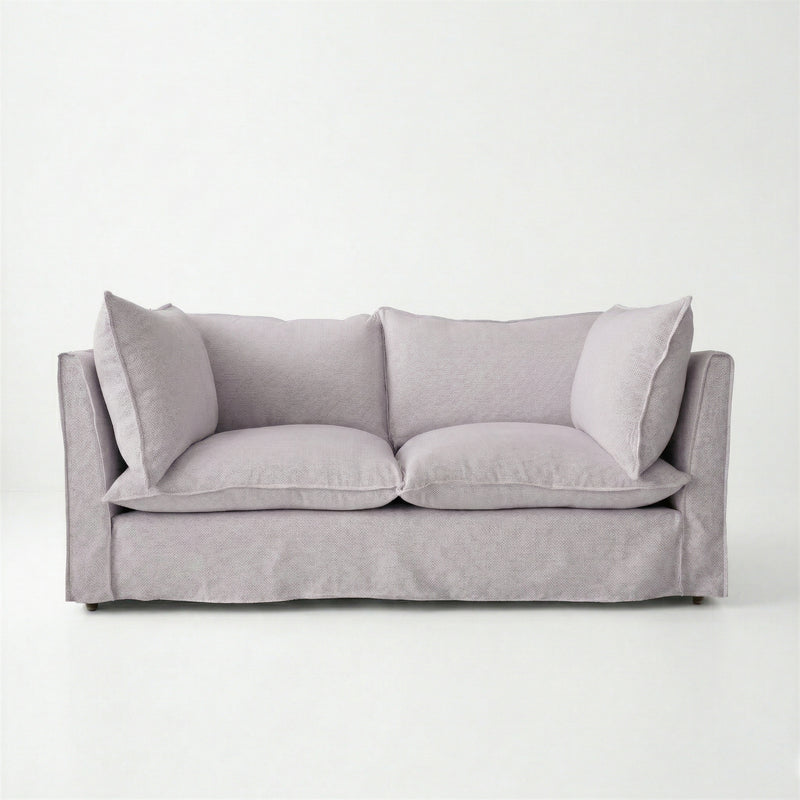 Coco 2.5 seater sofa with Self Piped Knife Edge cushion in Cotton Linen Sea Salt - Hand Made in USA
