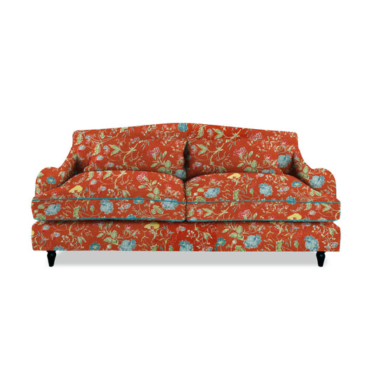 Isobel 3 seater sofa in Natural Linen Wildwood Pumpkin - Hand Made in USA