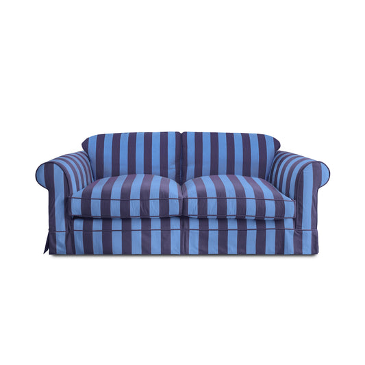 Salthrop Large Sofa with Big Back Cushion in Coastal Blue Stripe - Hand Made in USA