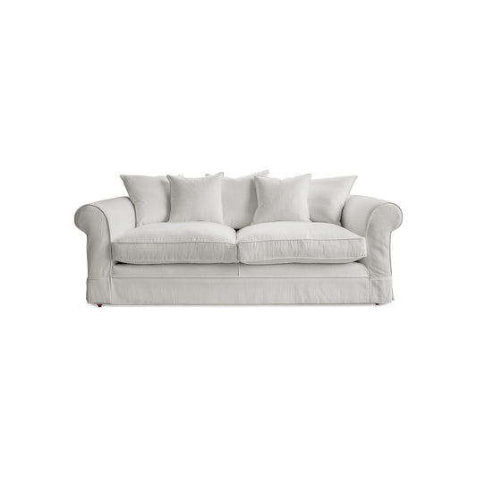 Barton Large Sofa with Scatter Cushions in Cotton Linen Cool Coconut - Hand Made in USA