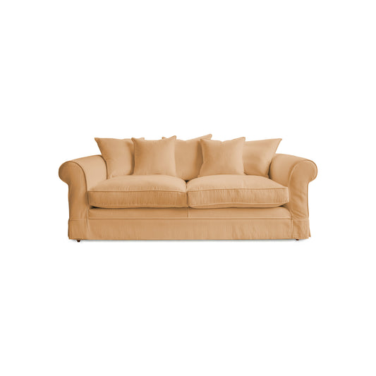 Barton Large Sofa with Scatter Cushions in Cotton Linen Sunflower - Hand Made in USA