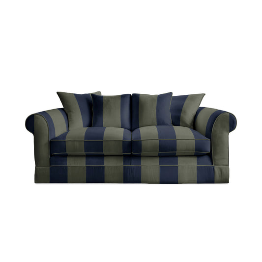Salthrop Medium Sofa with Scatter Cushion in Woodland Stripe - Hand Made in USA