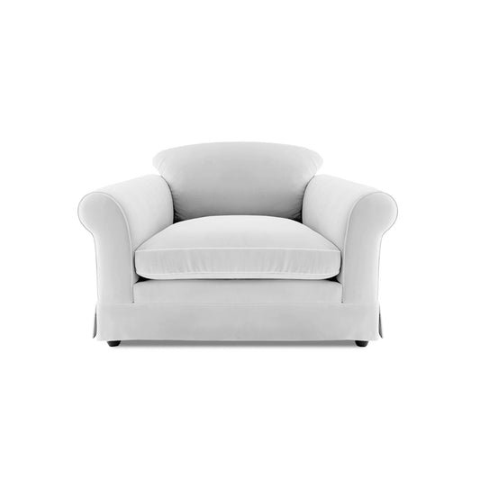 Barton Small Sofa with Big Back Cushions in Cotton Linen Snow Drop - Hand Made in USA