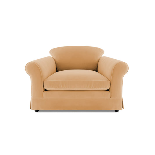 Barton Small Sofa with Big Back Cushions in Cotton Linen Sunflower - Hand Made in USA