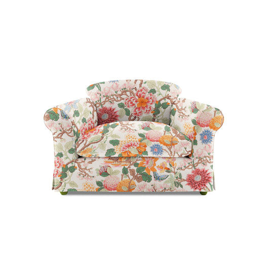 Barton Small Sofa with Big Back Cushions in Magnolia Cream Blue - Hand Made in USA