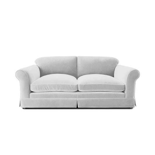 Barton Large Sofa with Big Back Cushions in Cotton Linen Snow Drop - Hand Made in USA