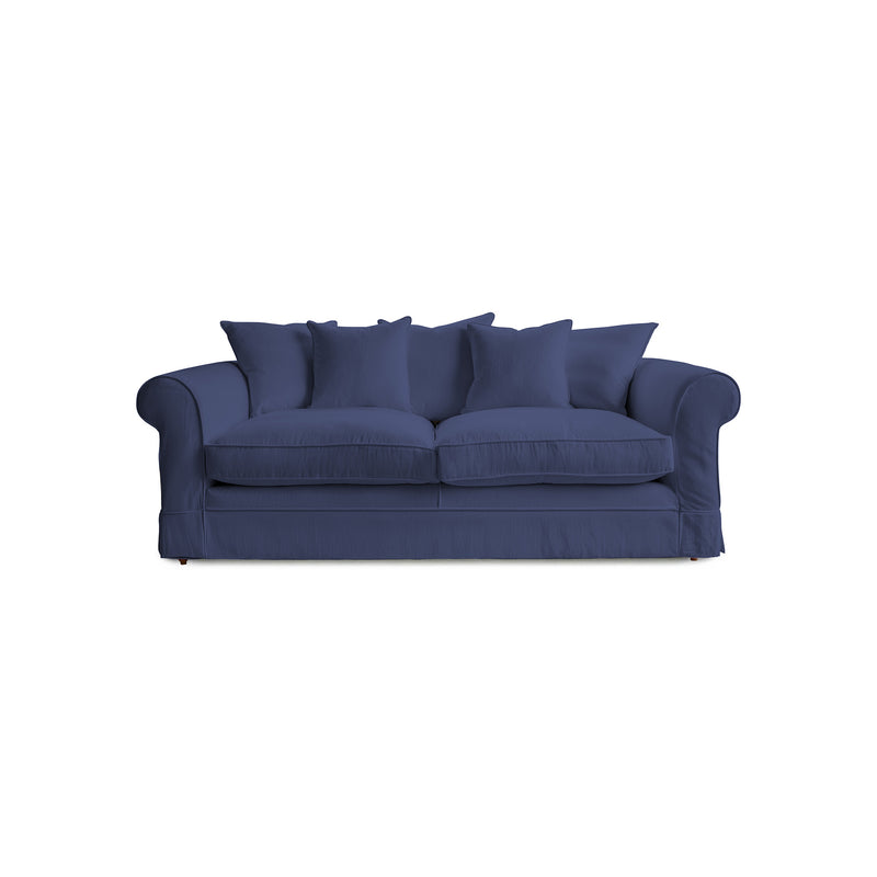 Barton Large Sofa with Scatter Cushions in Cotton Linen Inkspot - Hand Made in USA