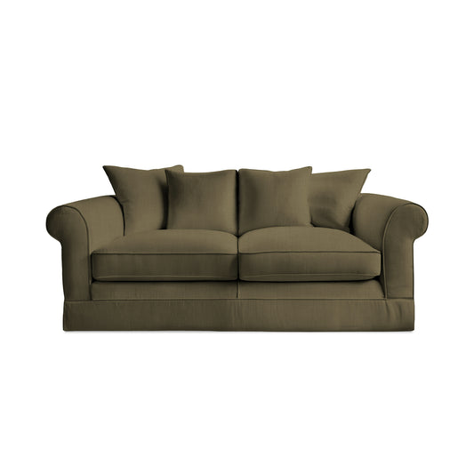 Salthrop Medium Sofa with Scatter Cushion in Beatrice Olive - Hand Made in USA
