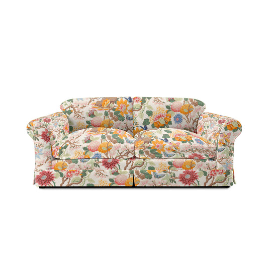 Barton Large Sofa with Big Back Cushions in Magnolia Cream Blue - Hand Made in USA