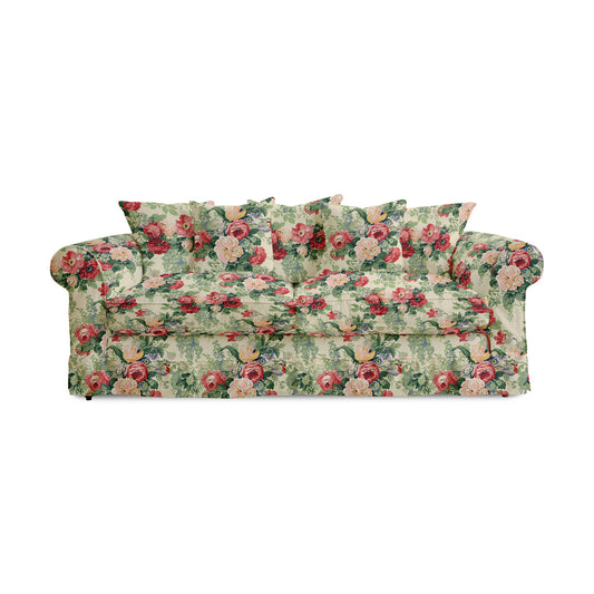 Barton Large Sofa with Scatter Cushions in English Garden Classic Rose - Hand Made in USA
