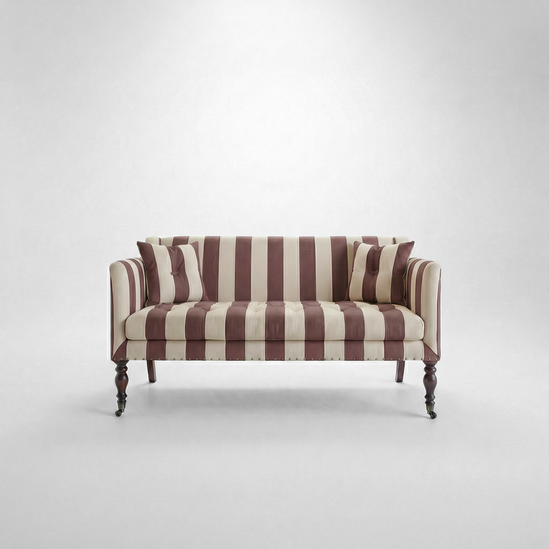 Sophia 2 seater sofa in Chocolate Stripe - USA Edition