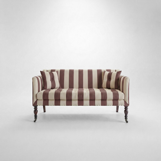 Sophia 2 seater sofa in Chocolate Stripe - USA Edition