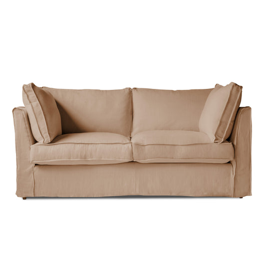 Coco 2.5 seater sofa with Self Piped Box Edge cushion in Cotton Linen Rosedale - Hand Made in USA