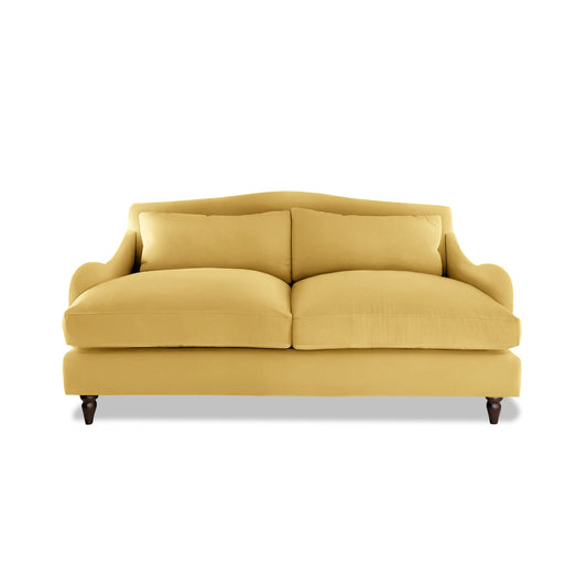 Isobel 2.5 Seater Sofa in Ochre Linen - Hand Made in USA