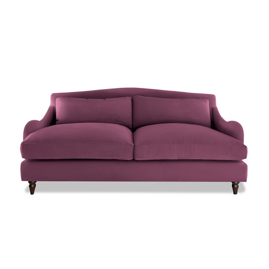 Isobel 3 Seater Sofa in Damson Linen - Hand Made in USA