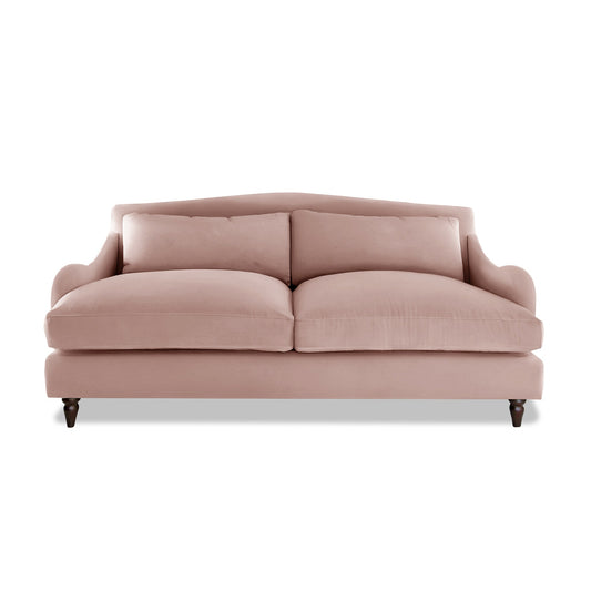 Isobel 3 Seater Sofa in Dusky Pink Linen - Hand Made in USA